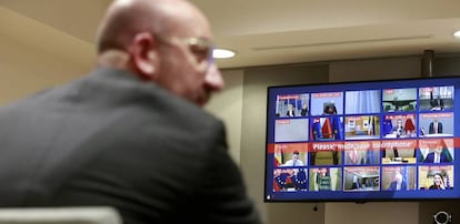 El presidente del Consejo Europeo, Charles Michel, en la última reunión con los líderes, hace unas semanas.