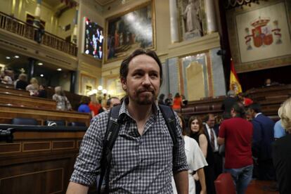 Podemos leader Pablo Iglesias in Congress last week.