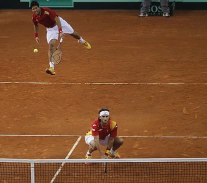 Verdasco y Feliciano, durante el partido.