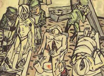 <i>Tanatorio</i>, grabado de Max Beckman (1922).