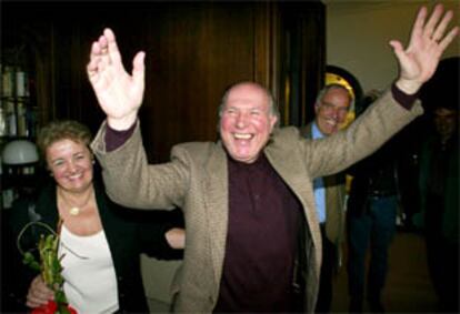 Imre Kertész, ayer, en Berlín, después de conocer la noticia del Nobel.