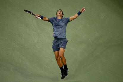 Rafa Nadal celebra la victoria en la final del US Open en Nueva York.