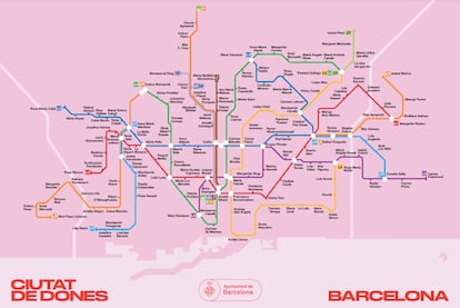 Mapa simblico del proyecto 'Barcelona. Ciudad de Mujeres', impulsado por el Ayuntamiento de Barcelona con motivo del Da Internacional de la Mujer