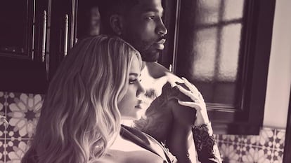 Khloé Kardashian y su novio Tristan Thompson.