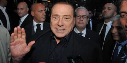 El ex primer ministro italiano Silvio Berlusconi, hoy en Bari.