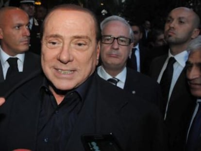 El ex primer ministro italiano Silvio Berlusconi, hoy en Bari. 