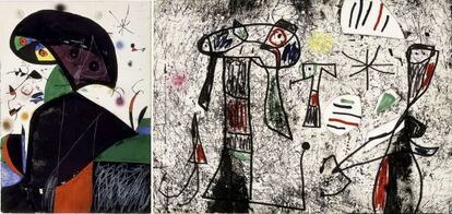 Fotograf&iacute;as del boceto de Mir&oacute; que ha desaparecido de la Fundaci&oacute;n del artista en Palma. 