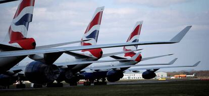 Aviones de British Airways en el aeropuerto de Heathrow.