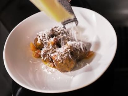 Albóndigas de buey a la carbonara.