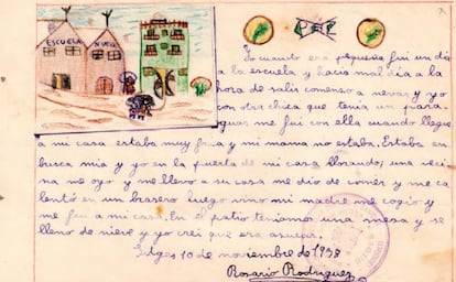 Carta de una niña en la colonia de Sitges.