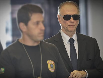 Nuzman chega à sede da Polícia Federal, no Rio.