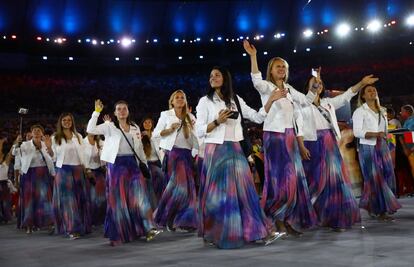 El equipo de Polonia en la ceremonia de apertura