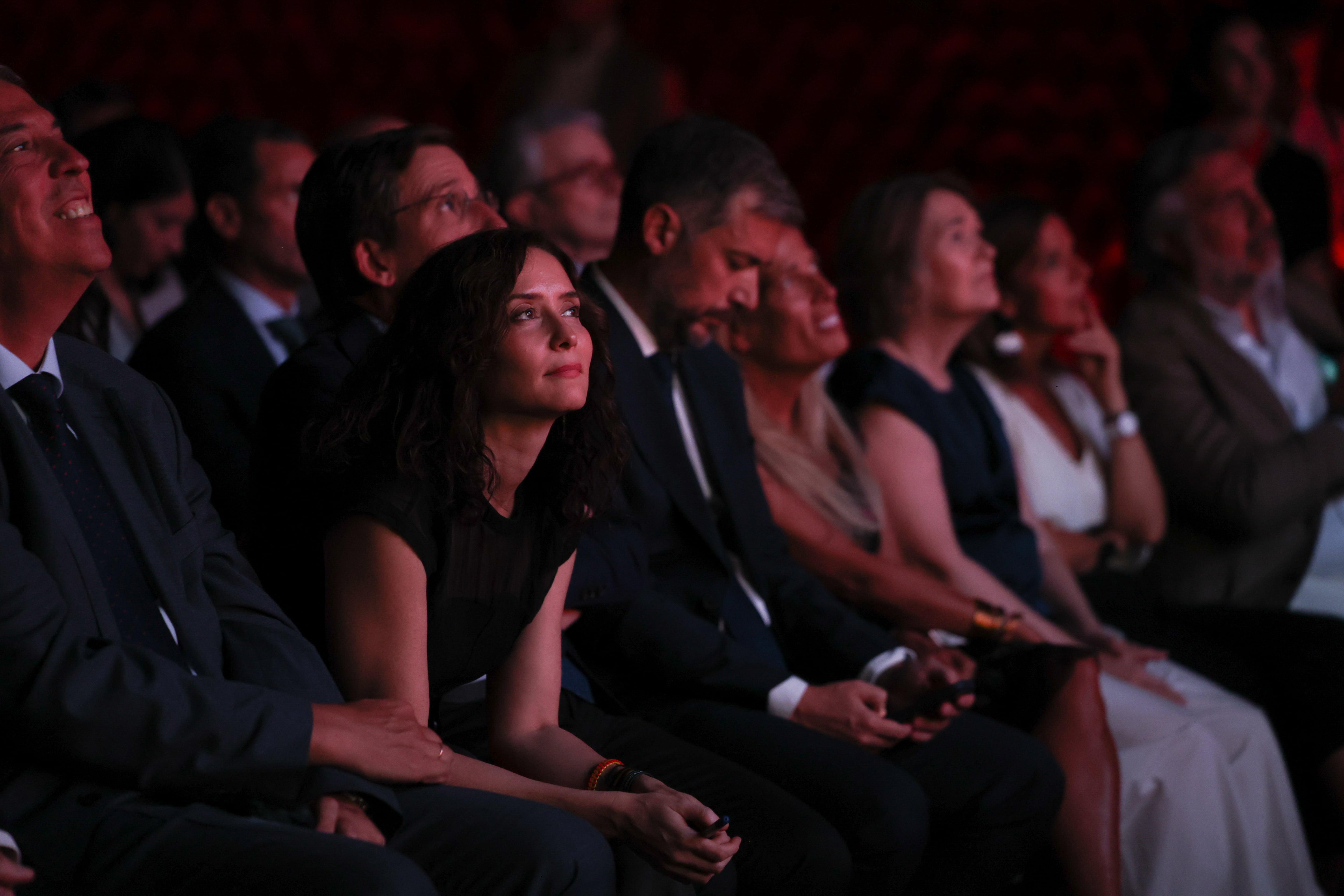 La presidenta de la Comunidad de Madrid, Isabel Díaz Ayuso, en la presentación de la nueva campaña turística internacional de la capital, este miércoles.