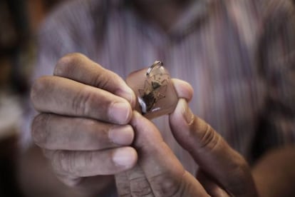 Un llavero con el chinche del Chagas convertido en souvenirs para los turistas.