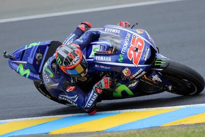 Maverick Viñales, durante la clasificación.