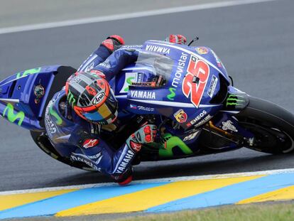 Maverick Viñales, durante la clasificación.