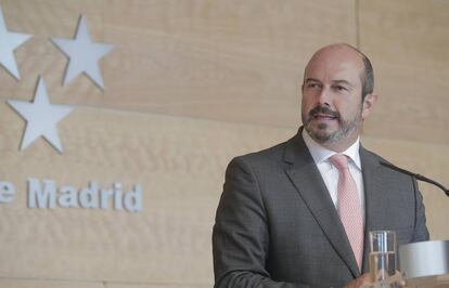 El presidente de la Comunidad de Madrid en funciones, Pedro Rollán, en rueda de prensa