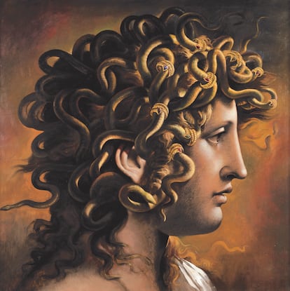 Pintura del artista italiano Carlo Maria Mariani de 1996 con anillos Serpenti Tubogas de Bulgari.