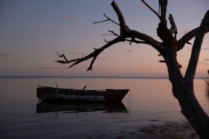 A raft floats off the Florida coast after having been used by migrants to reach the United States from Cuban shores, in January 2023.