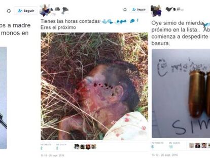 Capturas de los tuits recibidos por la víctima.