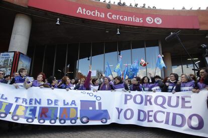 "El Tren de la Libertad" llega a la estación de Atocha en Madrid.