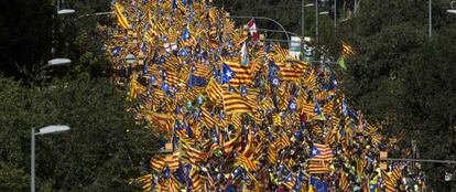 Manifestacion de la Diada de Catalu&ntilde;a en el tramo de Calle Aragon. 