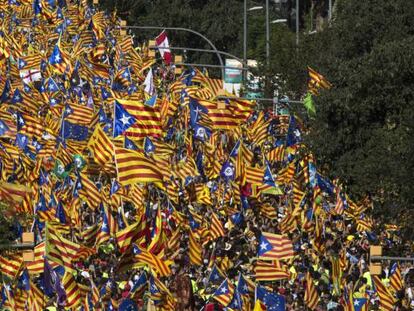 Manifestacion de la Diada de Catalu&ntilde;a en el tramo de Calle Aragon. 