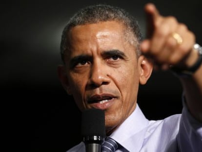 Barack Obama durante su visita en Indianapolis. 