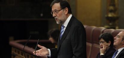 El presidente del Gobierno, Mariano Rajoy, durante su primer debate del estado de la naci&oacute;n. 