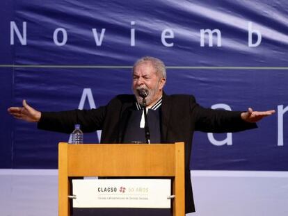 El expresidente brasileño Lula da Silva en la charla inaugural del Consejo Latinoamericano de Ciencias Sociales (Clacso) en Medellín (Colombia).