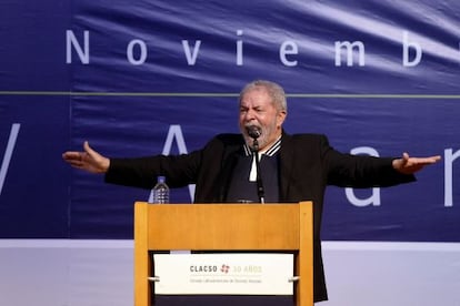 El expresidente brasileño Lula da Silva en la charla inaugural del Consejo Latinoamericano de Ciencias Sociales (Clacso) en Medellín (Colombia).