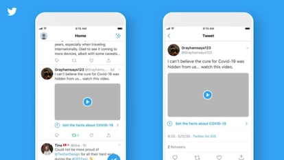 Un ejemplo de la nueva medida de Twitter para mensajes en disputa.