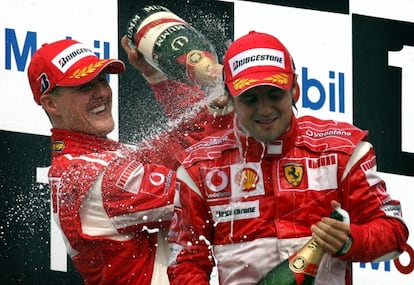 Schumacher celebra un triunfo en Hockenheim con Massa.