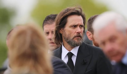 Jim Carrey, en el funeral de Cathriona White en 2015.