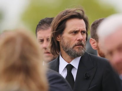 Jim Carrey, en el funeral de Cathriona White en 2015.