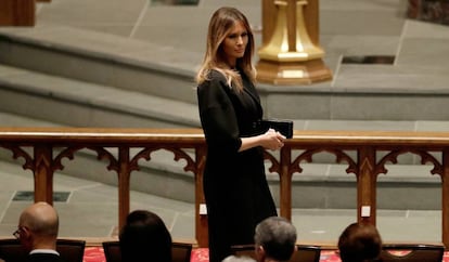 Melania Trump a su llegada a la parroquia episcopal de St. Martin's, en Houston, para atender al funeral de Barbara Bush el 21 de abril.