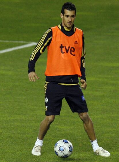 Busquets, ayer durante el entrenamiento de la selección.