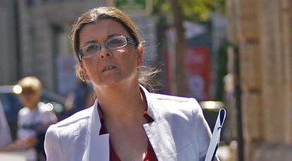Cristina Ibáñez, entrando a declarar como imputada en el TSJ, en Valencia, en mayo pasado.
