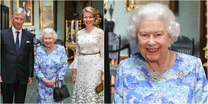 La reina Isabel, junto a Felipe y Matilde de Bélgica, en el castillo de Windsor, en 2018.