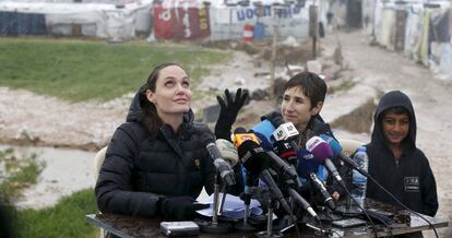 Angelina Jolie, durante una rueda de prensa en el Líbano.