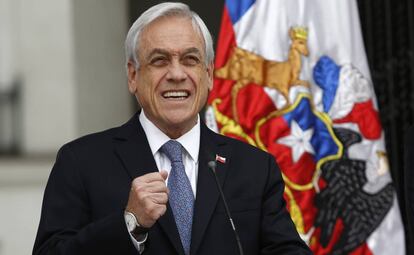 El presidente chileno, Sebastián Piñera, durante una conferencia de prensa.
