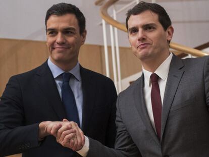 Pedro Sánchez and Albert Rivera in Congress on Wednesday.