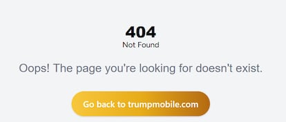 Mensaje de error en la página del sitio web de Trump Mobile donde estaba el mapa de cobertura.