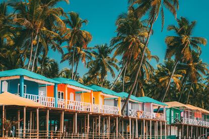 Casas de huspedes en la playa de Palolem, en el Estado indio de Goa.