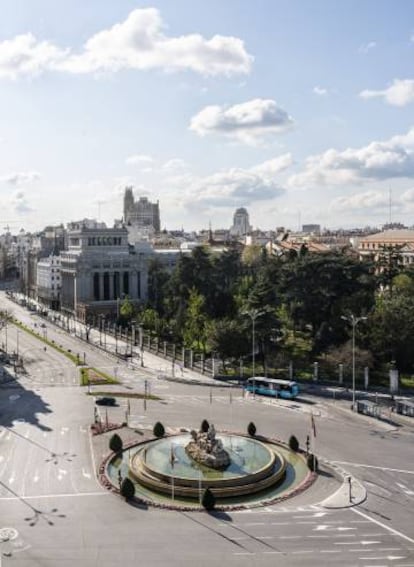 La fuente de Cibeles, a las puertas del Ayuntamiento de Madrid.