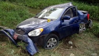 Imagen del veh&iacute;culo accidentado en el que viajaba Pay&aacute;.