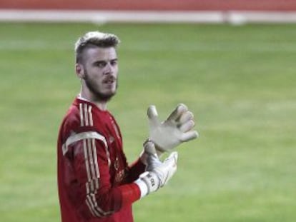 David de Gea, en el entrenamiento del miércoles.