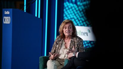 La presidenta de AIReF, Cristina Herrero, durante el foro CREO 2025, a 29 de mayo de 2025, en Madrid (España).