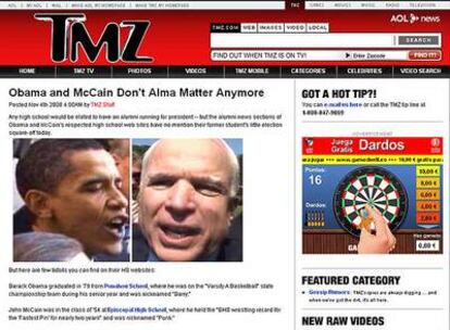 Página de la <i>web</i> TMZ.