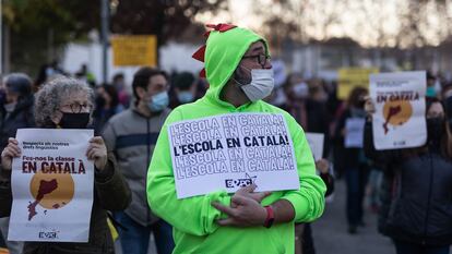 Manifestación en defensa de la escuela en catalán, el pasado diciembre.